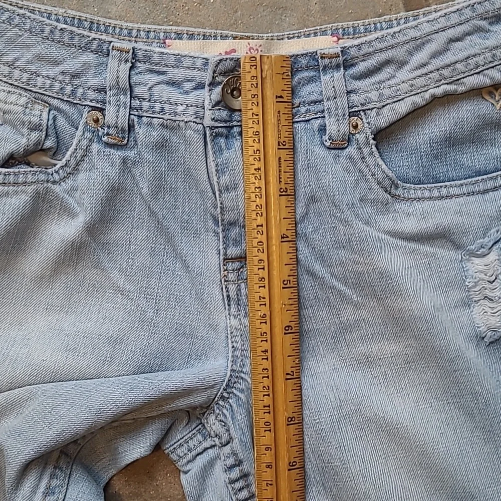 Justice Girls 10 1/2 distressed denim light blue jeans flare